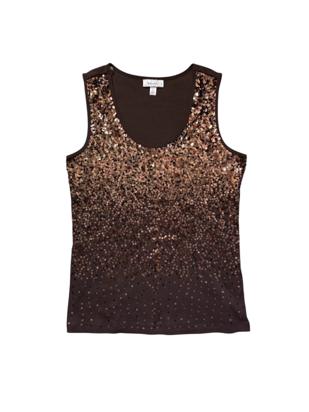 Vintage Y2K Brown Sequin Tank Fairy Boho Festival Hannah Montana 1X